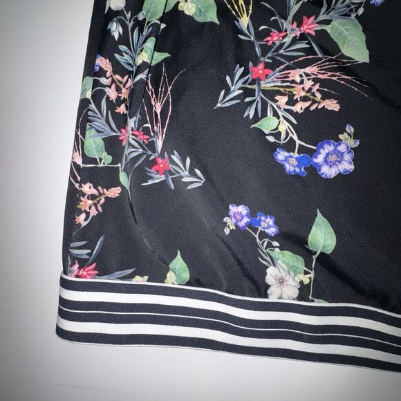 Athleta Gold Coast Black Floral Tankini Swim Top Size 36D/DD Blousy Banded Waist - Picture 7 of 11